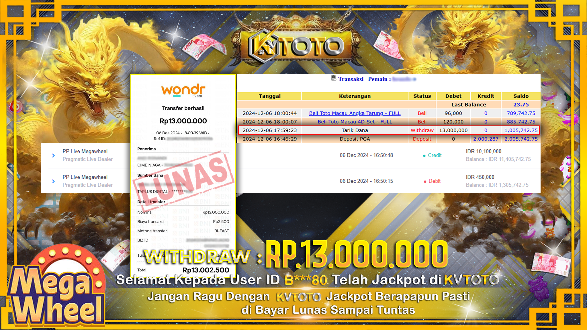 ✨ JACKPOT Di SLOT MEGA WHELL✨