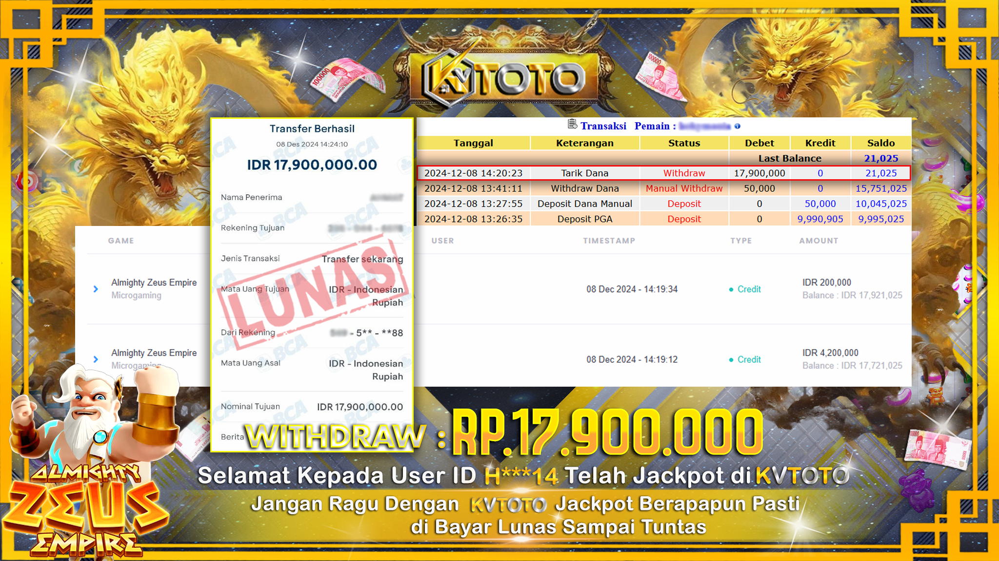 ✨ JACKPOT Di SLOT ALMIGHTY ZEUS EMPIRE ✨