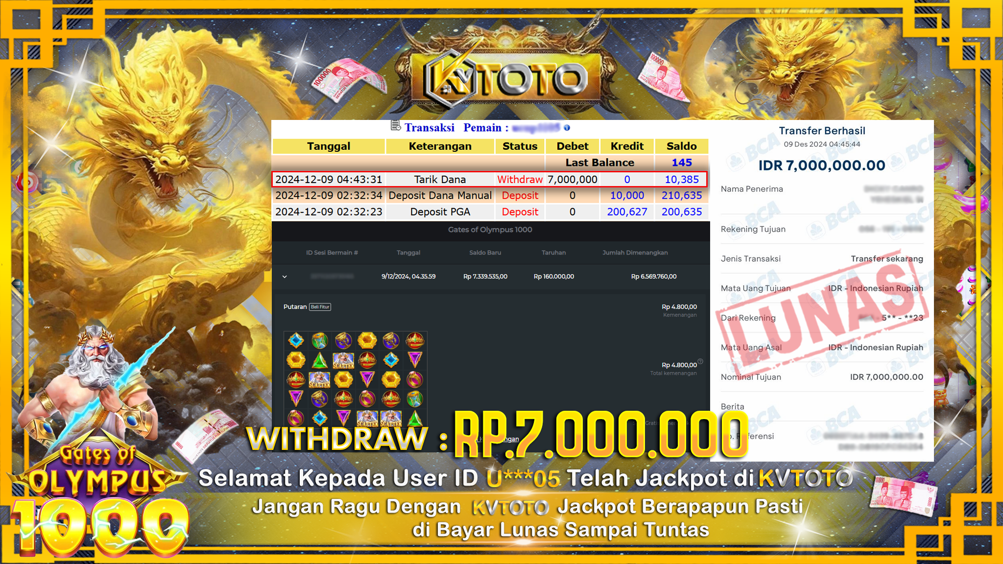 ✨ JACKPOT Di SLOT GATES OF OLYMPUS 1000 ✨