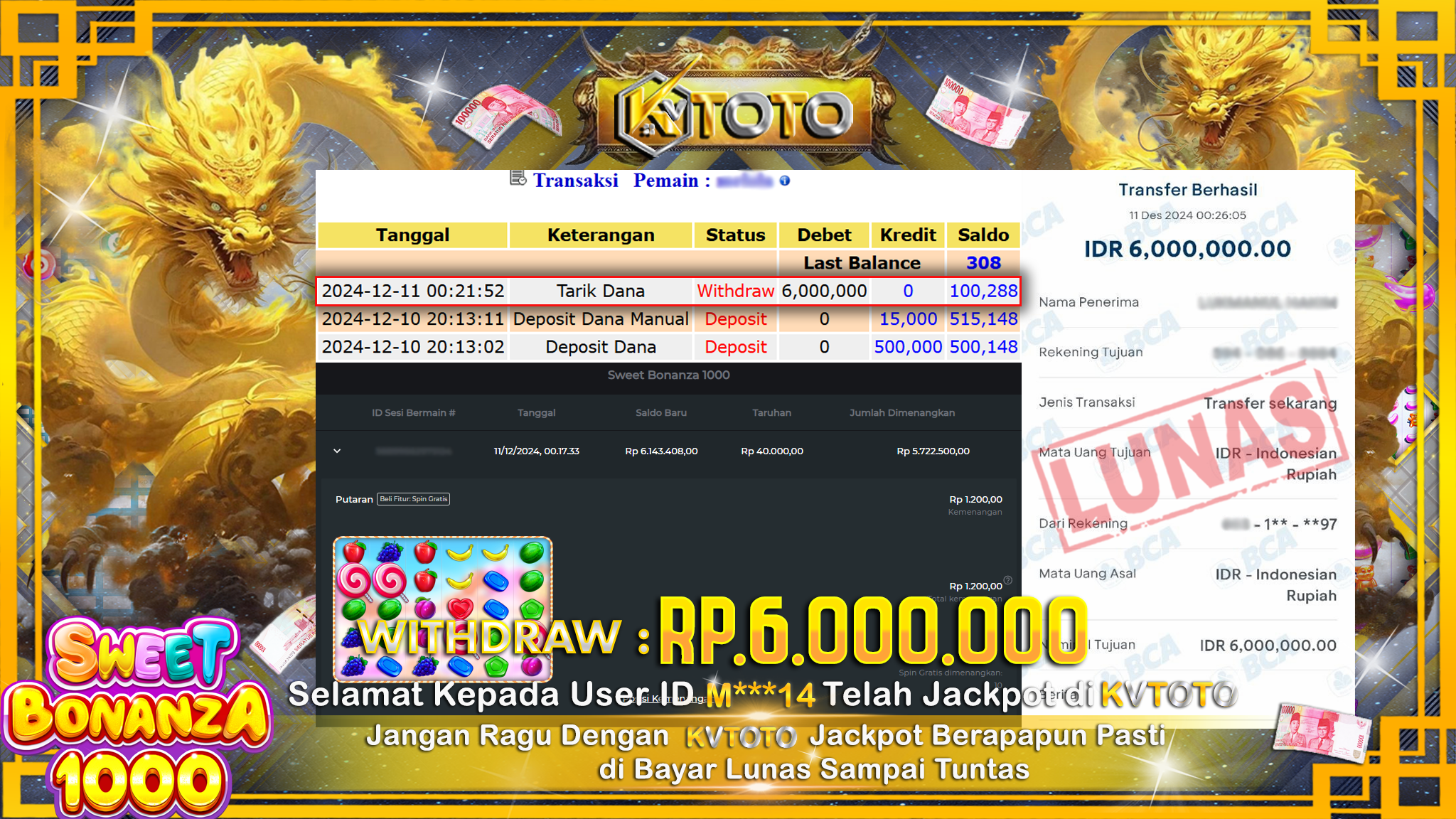 ✨ JACKPOT Di SLOT SWEET BONANZA 1000 ✨