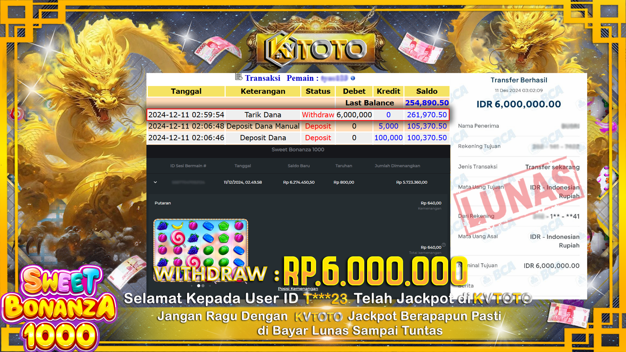 ✨ JACKPOT Di SLOT SWEET BONANZA 1000  ✨