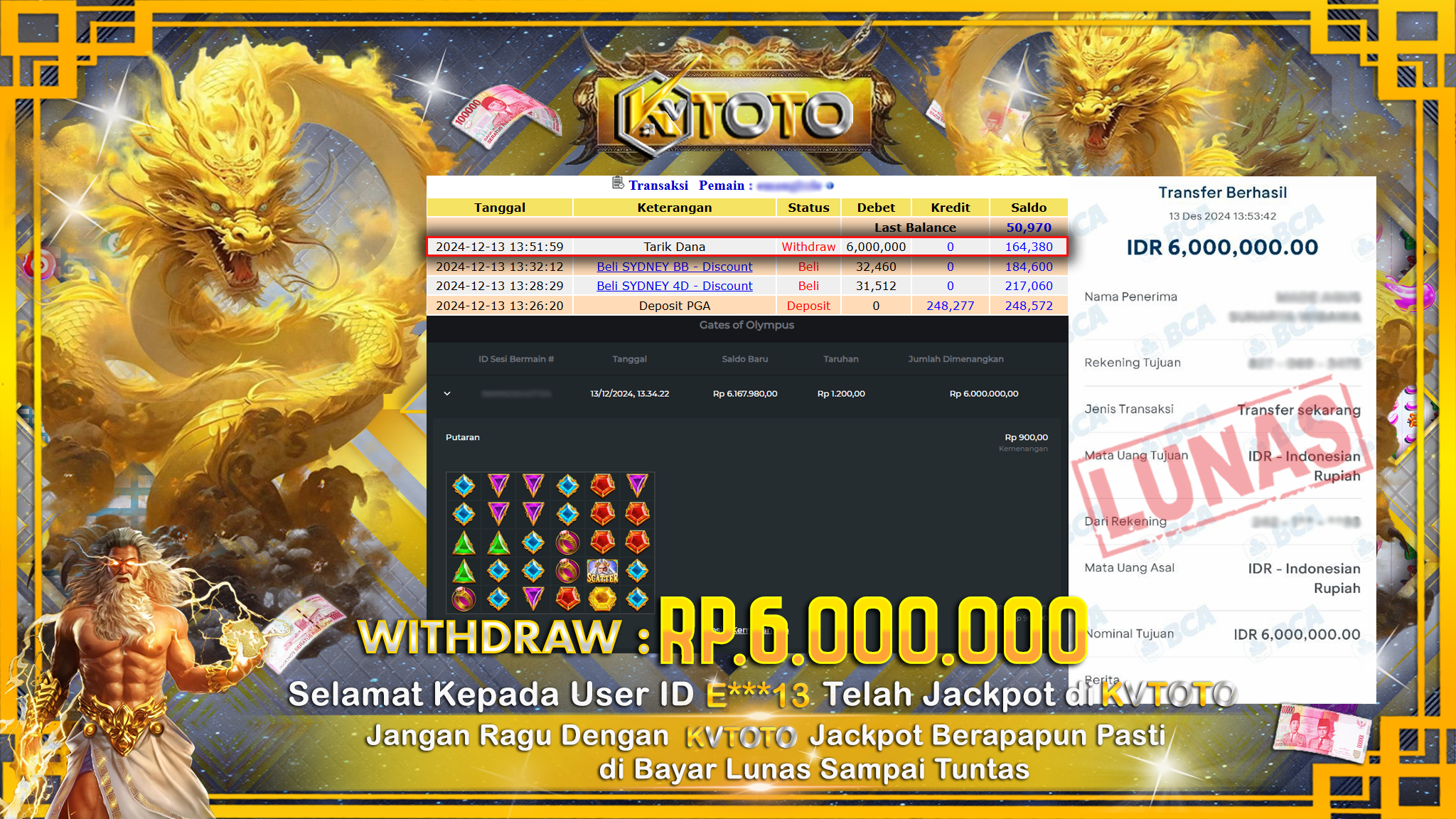 ✨ JACKPOT Di SLOT GATES OF OLYMPUS ✨