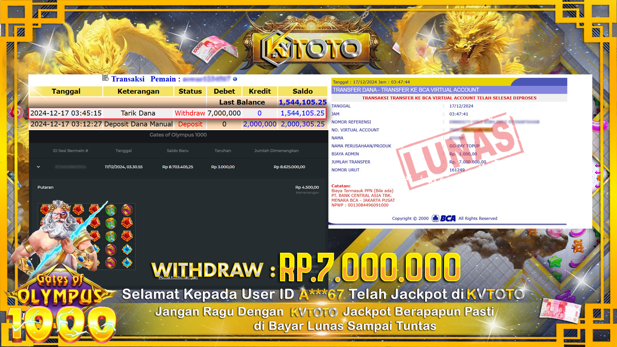 ✨ JACKPOT Di SLOT GATES OF OLYMPUS 1000 ✨