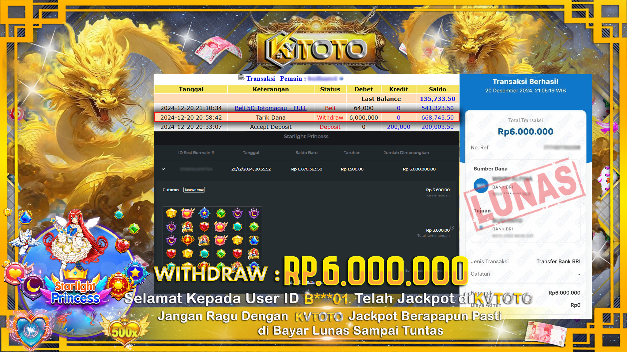 ✨ JACKPOT Di SLOT STARLIGHT PRINCEESS ✨