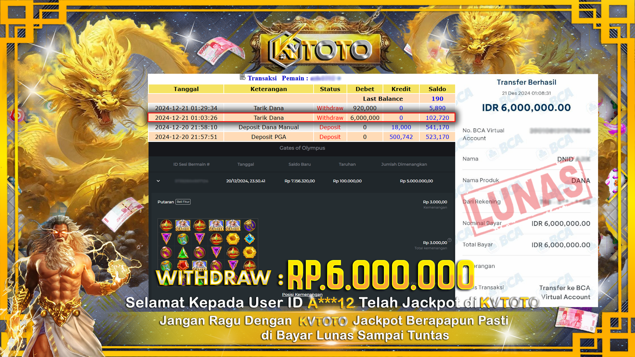 ✨ JACKPOT Di SLOT GATES OF OLYMPUS ✨