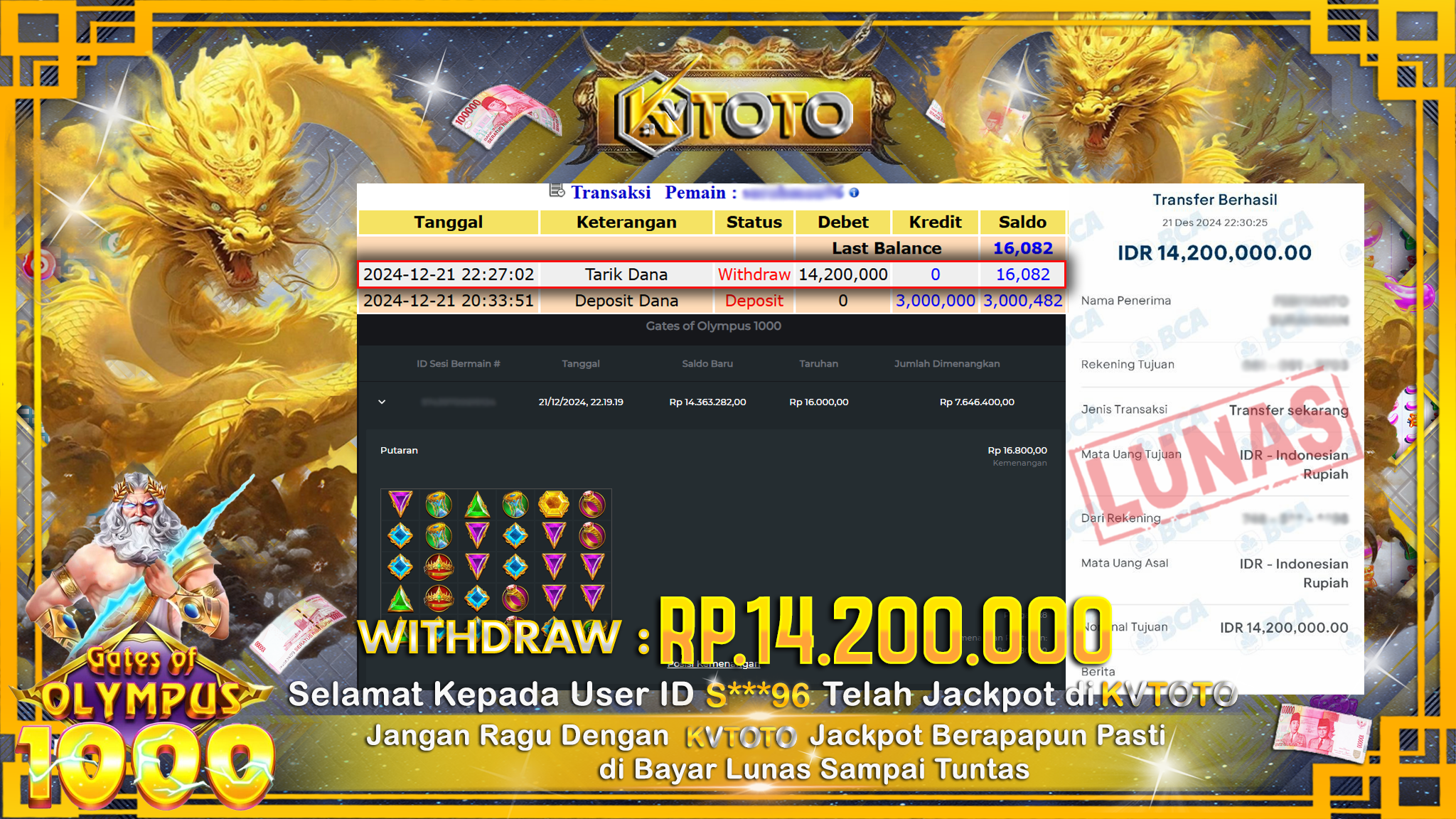 ✨ JACKPOT Di SLOT GATES OF OLYMPUS 1000 ✨