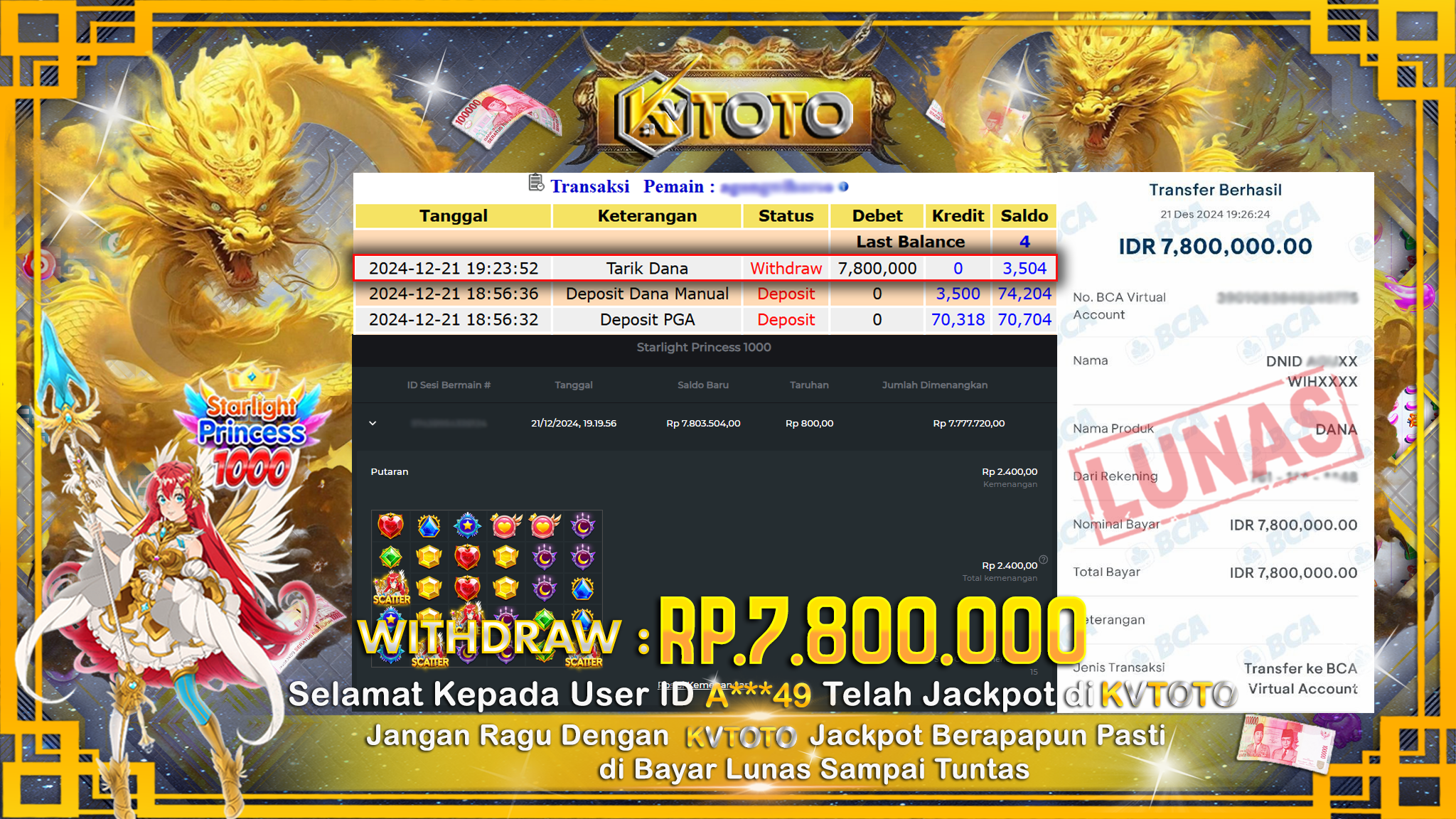 ✨ JACKPOT Di SLOT STARLIGHT PRINCEESS 1000   ✨