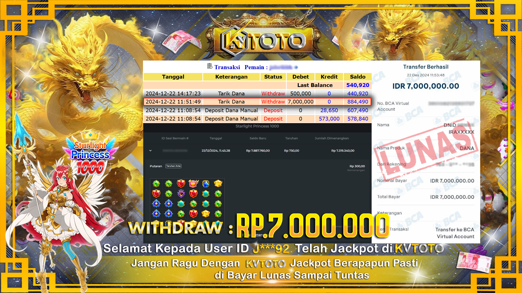 ✨ JACKPOT Di SLOT STARLIGHT PRINCEESS 1000   ✨