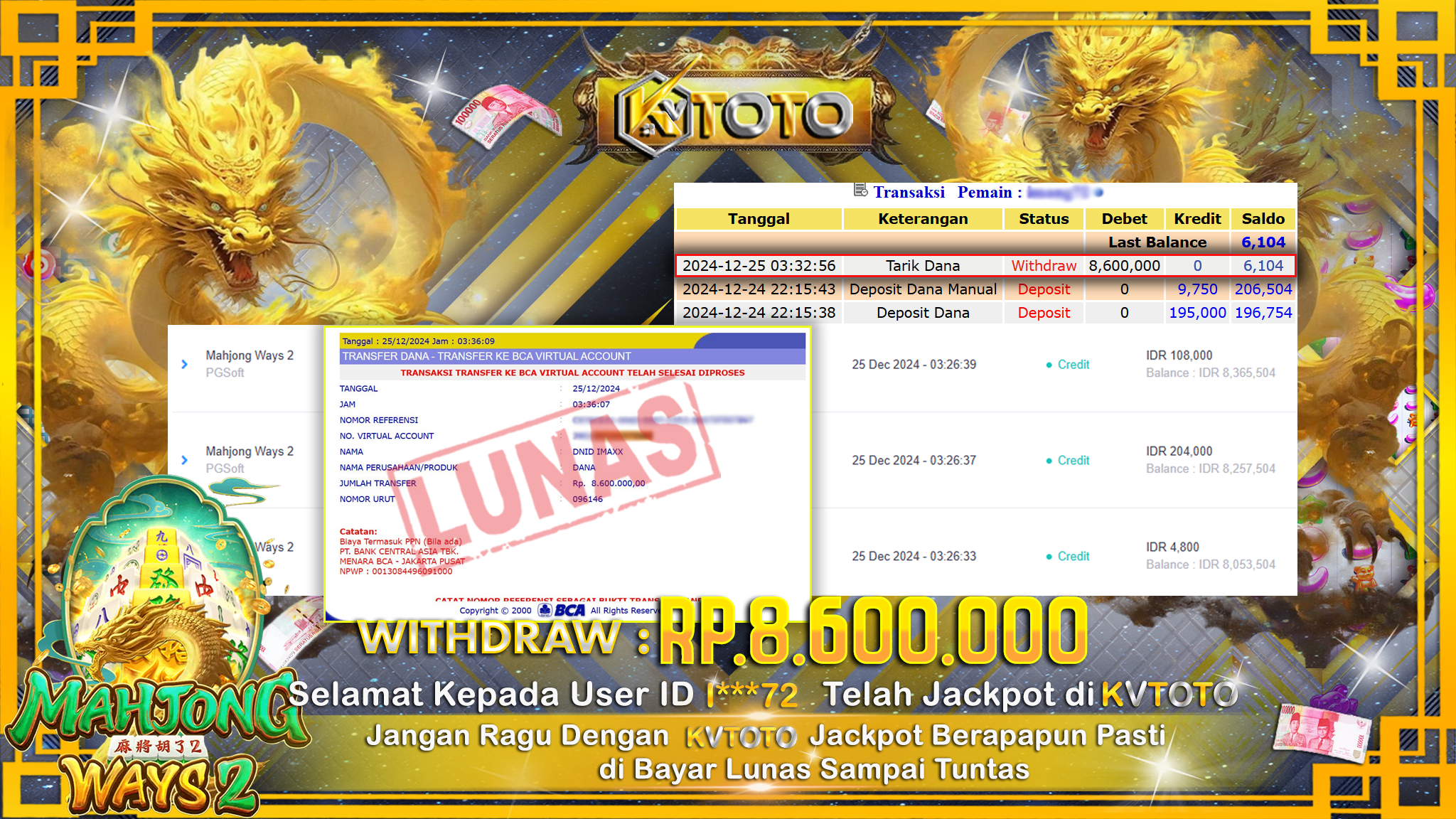 ✨ JACKPOT Di  SLOT MAHJONG WAYS 2  ✨