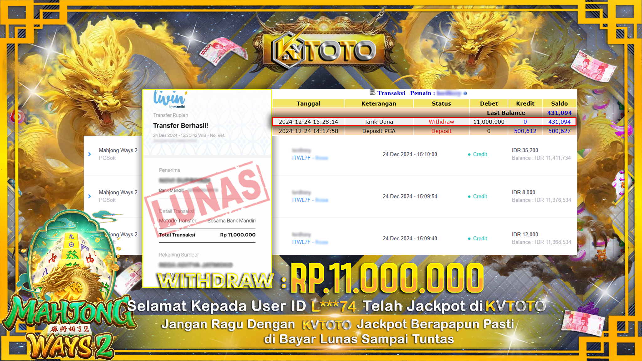 ✨ JACKPOT Di  SLOT MAHJONG WAYS 2✨