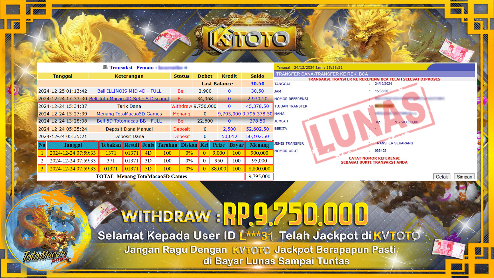 ✨ JACKPOT Di TOTO MACAU POOLS ✨
