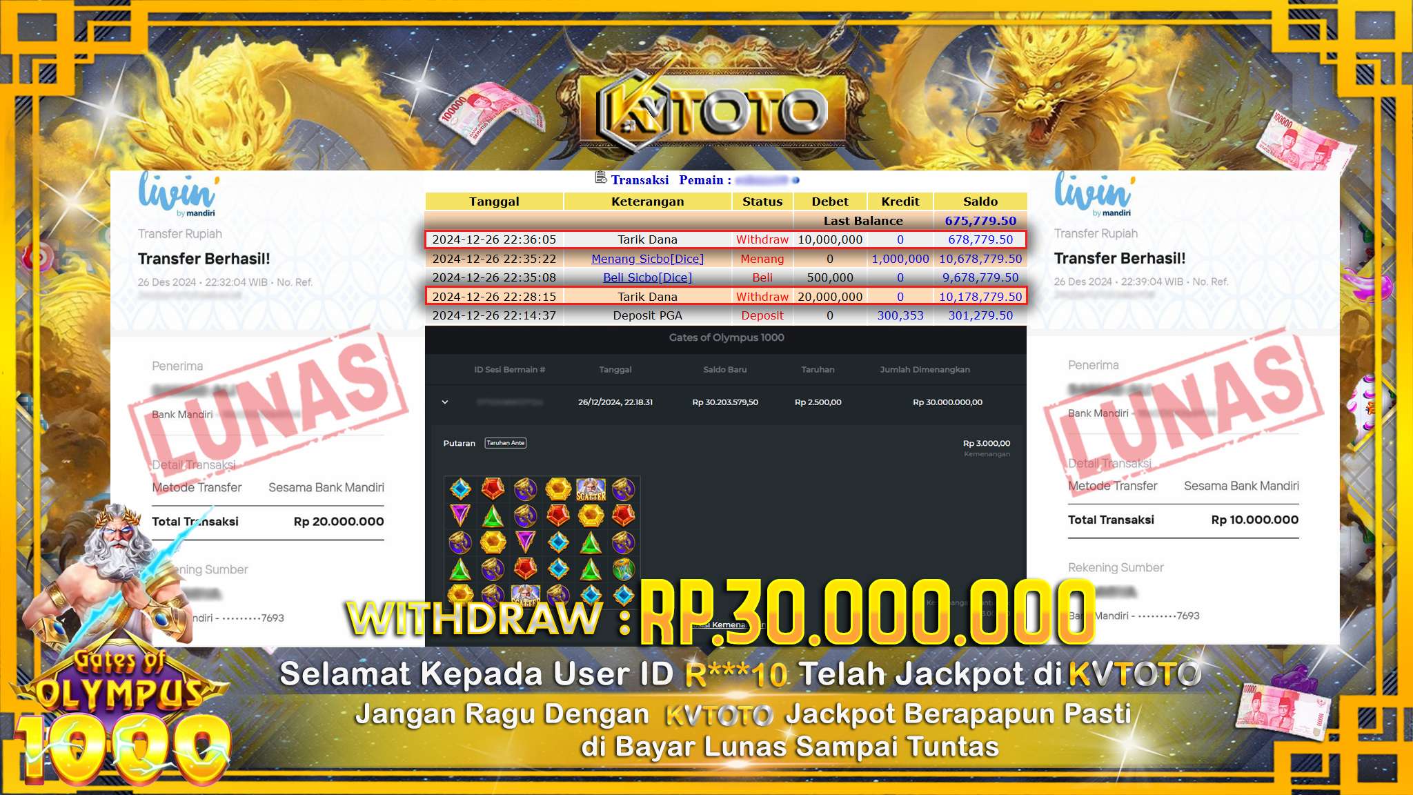 ✨ JACKPOT Di SLOT GATES OF OLYMPUS 1000 ✨