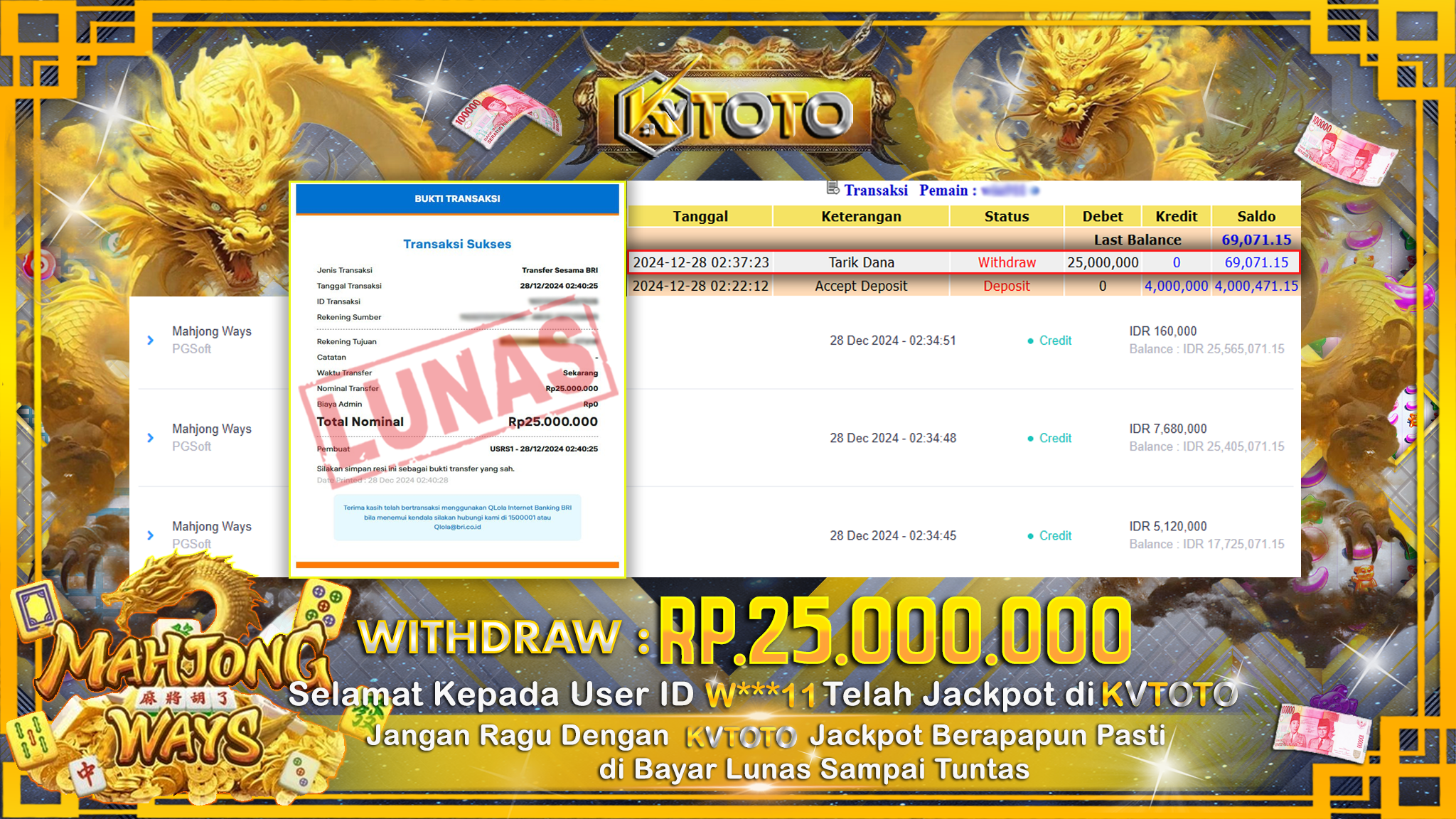✨ JACKPOT Di SLOT MAHJONG WAYS  ✨
