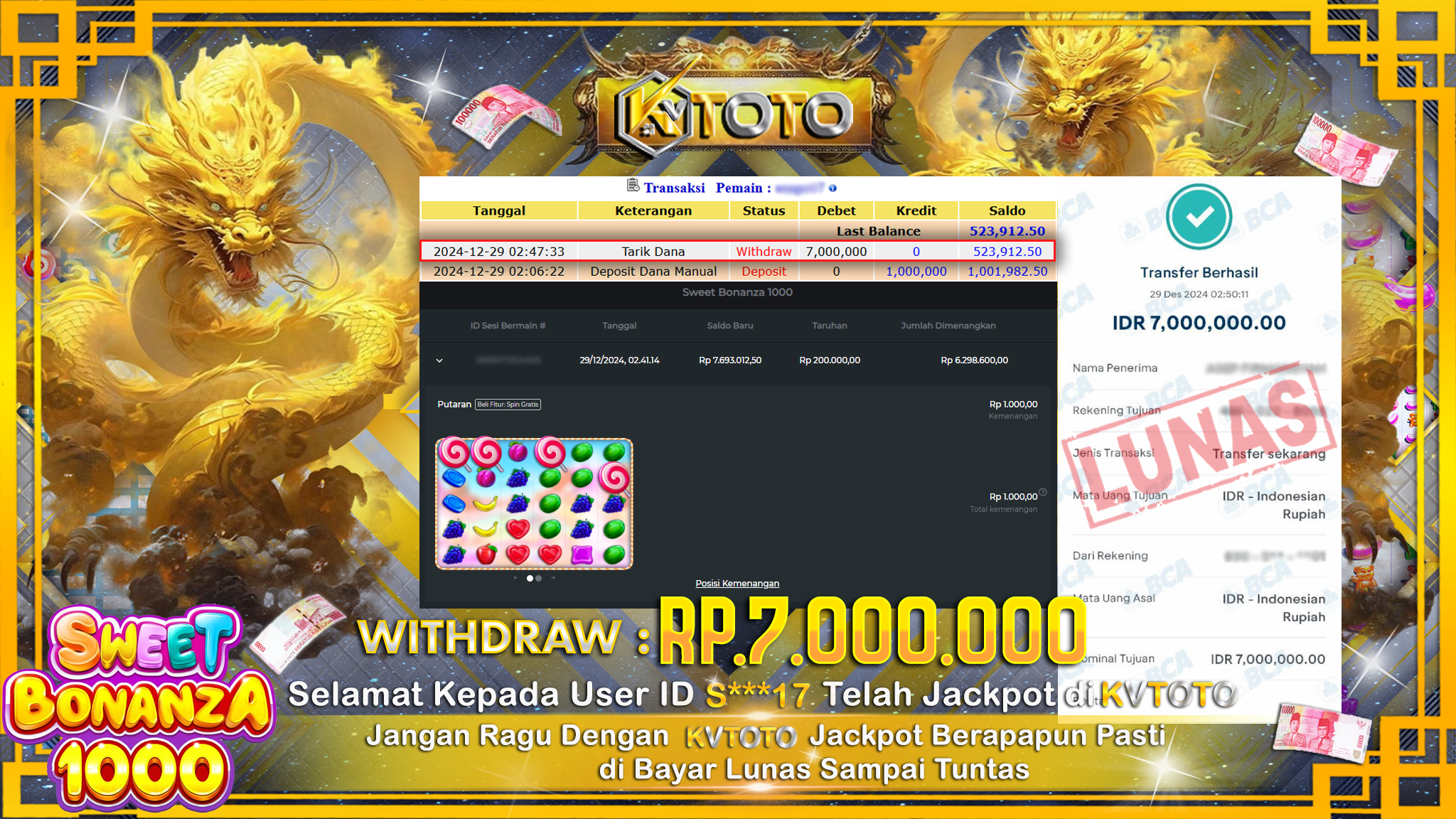✨ JACKPOT Di SLOT SWEET BONANZA 1000 ✨
