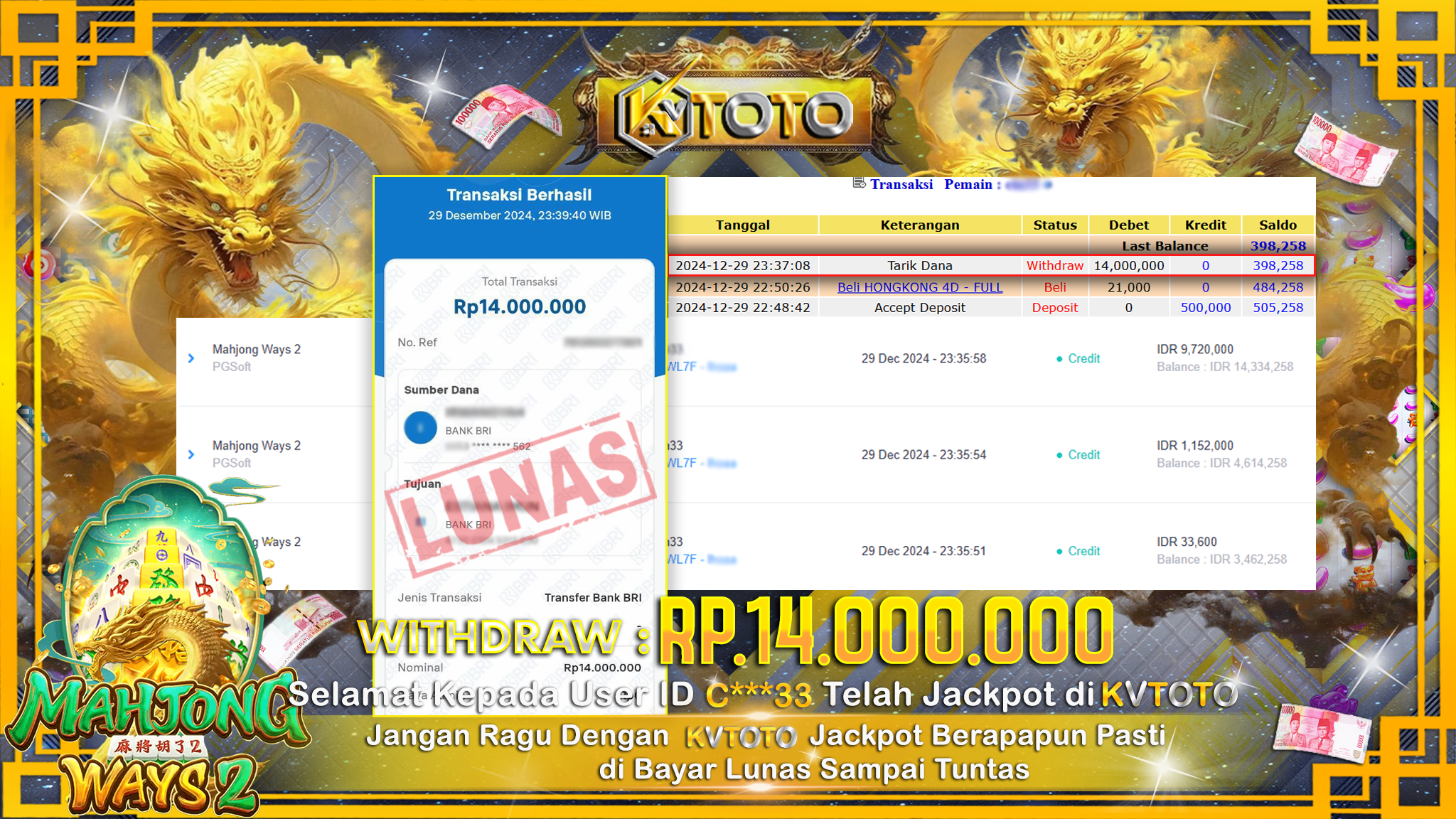 ✨ JACKPOT Di SLOT MAHJONG WAYS 2 ✨