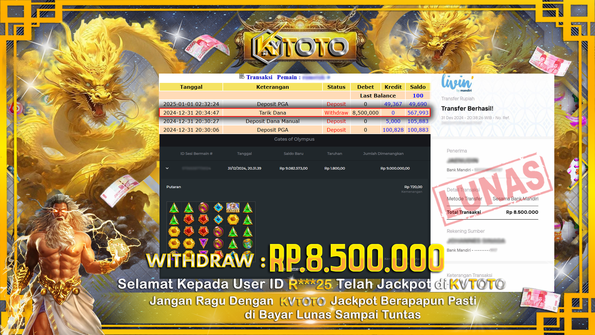 ✨ JACKPOT Di SLOT GATES OF OLYMPUS ✨
