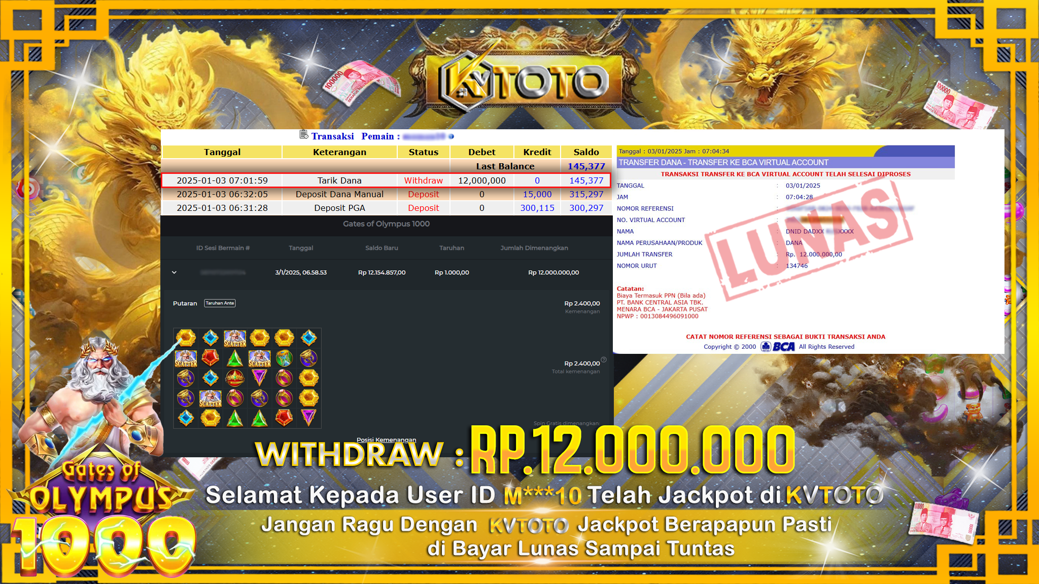 ✨ JACKPOT Di SLOT GATES OF OLYMPUS 1000 ✨