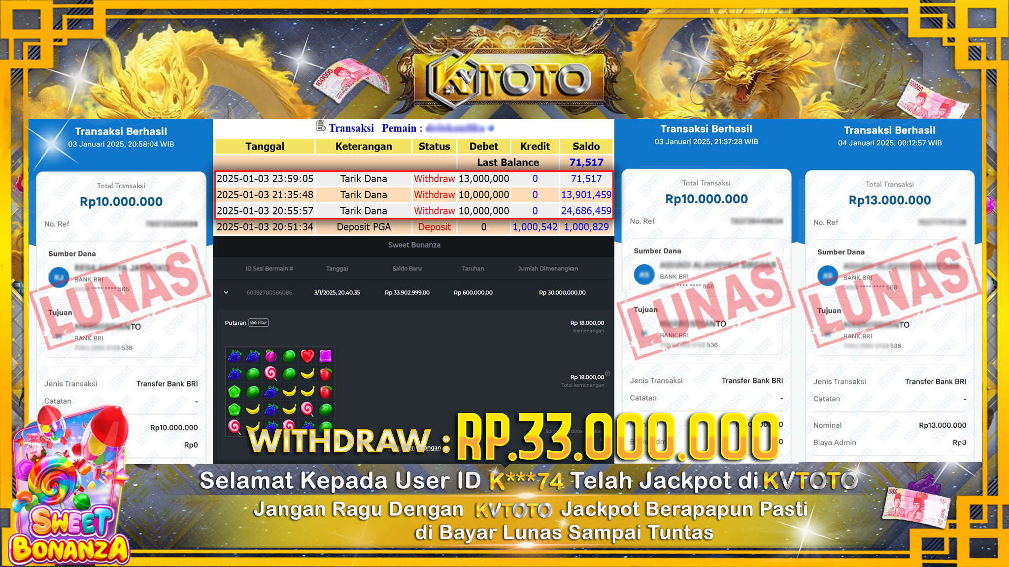 ✨ JACKPOT Di SLOT SWEET BONANZA ✨