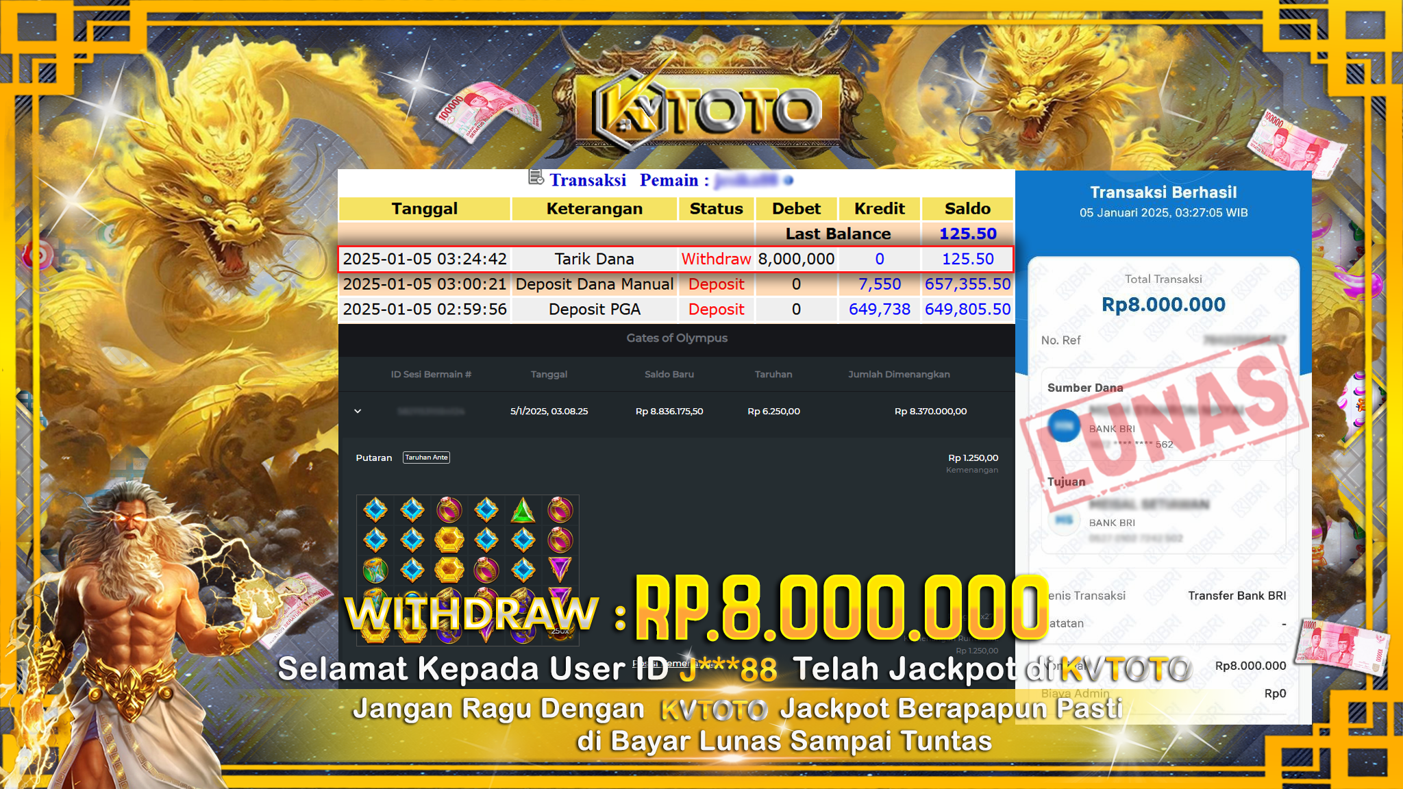 ✨ JACKPOT Di SLOT GATES OF OLYMPUS ✨
