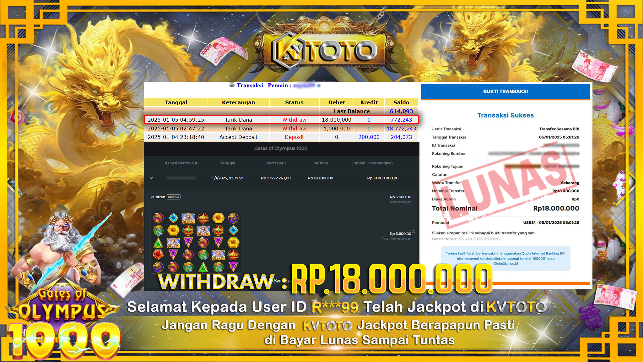 ✨ JACKPOT Di SLOT GATES OF OLYMPUS 1000 ✨