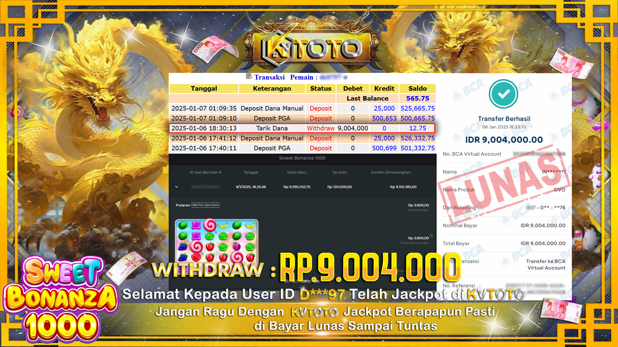 ✨ JACKPOT Di SLOT SWEET BONANZA 1000  ✨