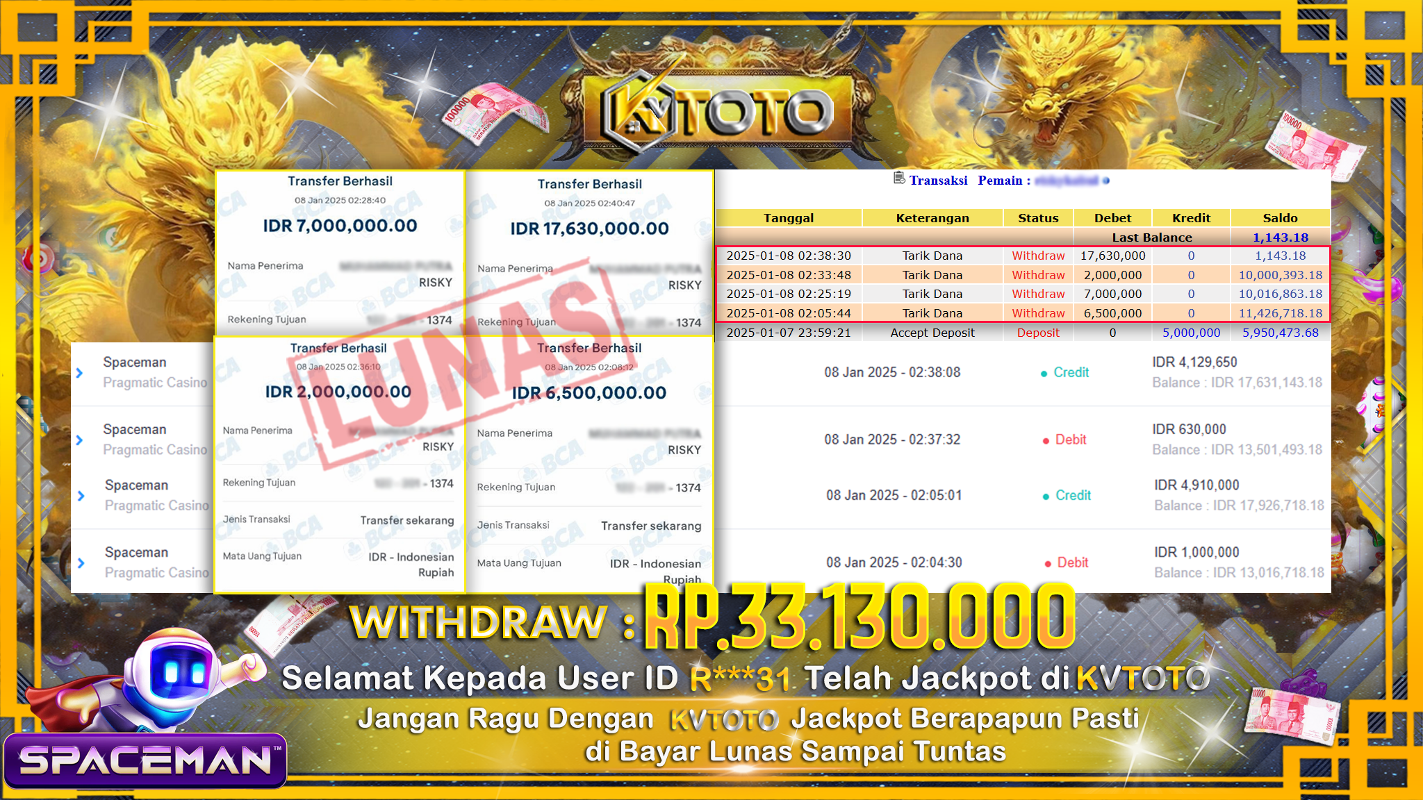 ✨ JACKPOT Di  SLOT SPACEMAN ✨