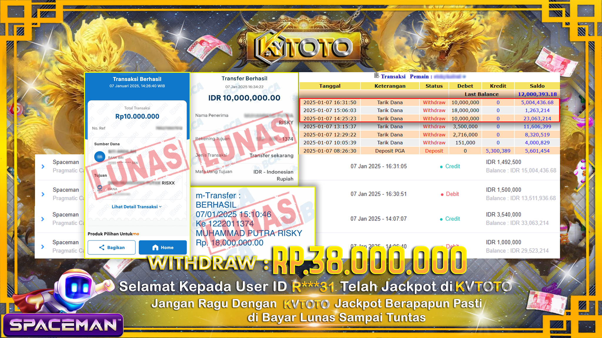 ✨ JACKPOT Di  SLOT SPACEMAN ✨