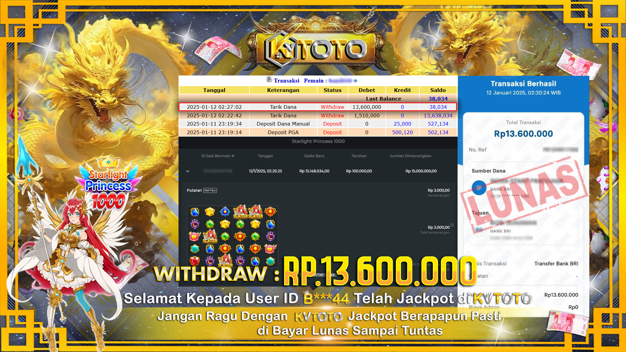 ✨ JACKPOT Di SLOT STARLIGHT PRINCEESS 1000   ✨