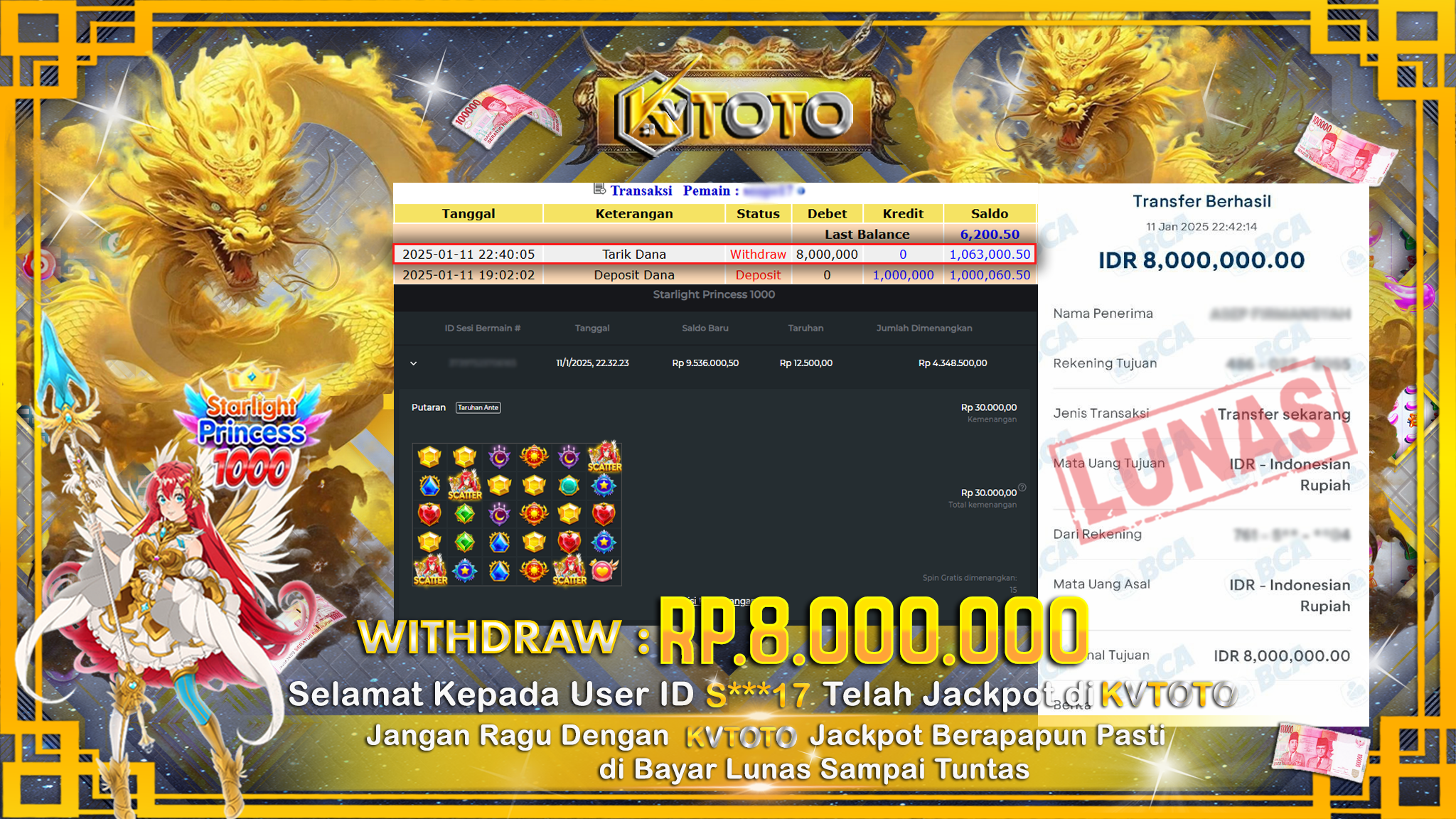 ✨ JACKPOT Di SLOT STARLIGHT PRINCEESS 1000   ✨
