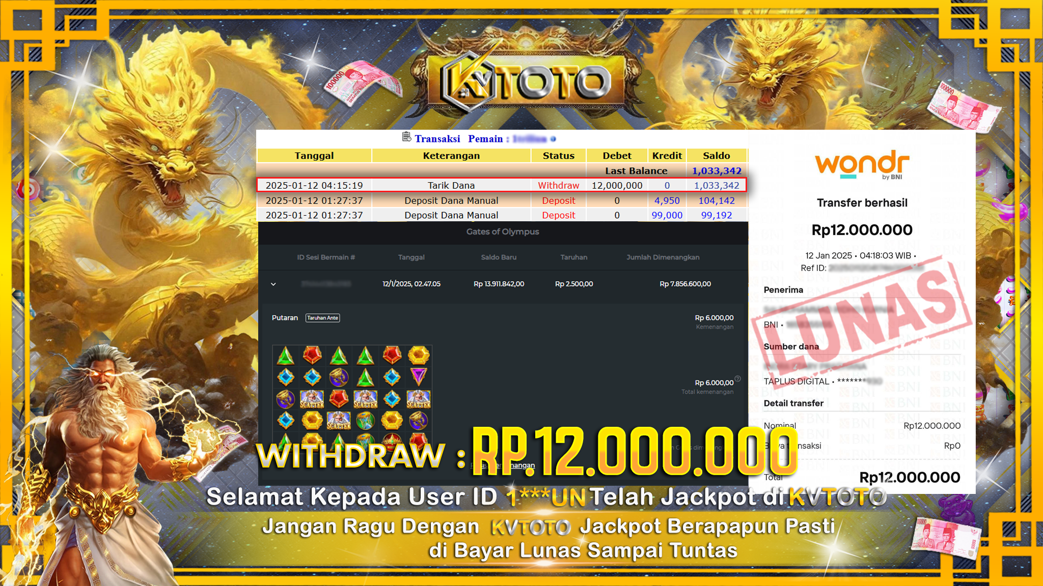 ✨ JACKPOT Di SLOT GATES OF OLYMPUS ✨