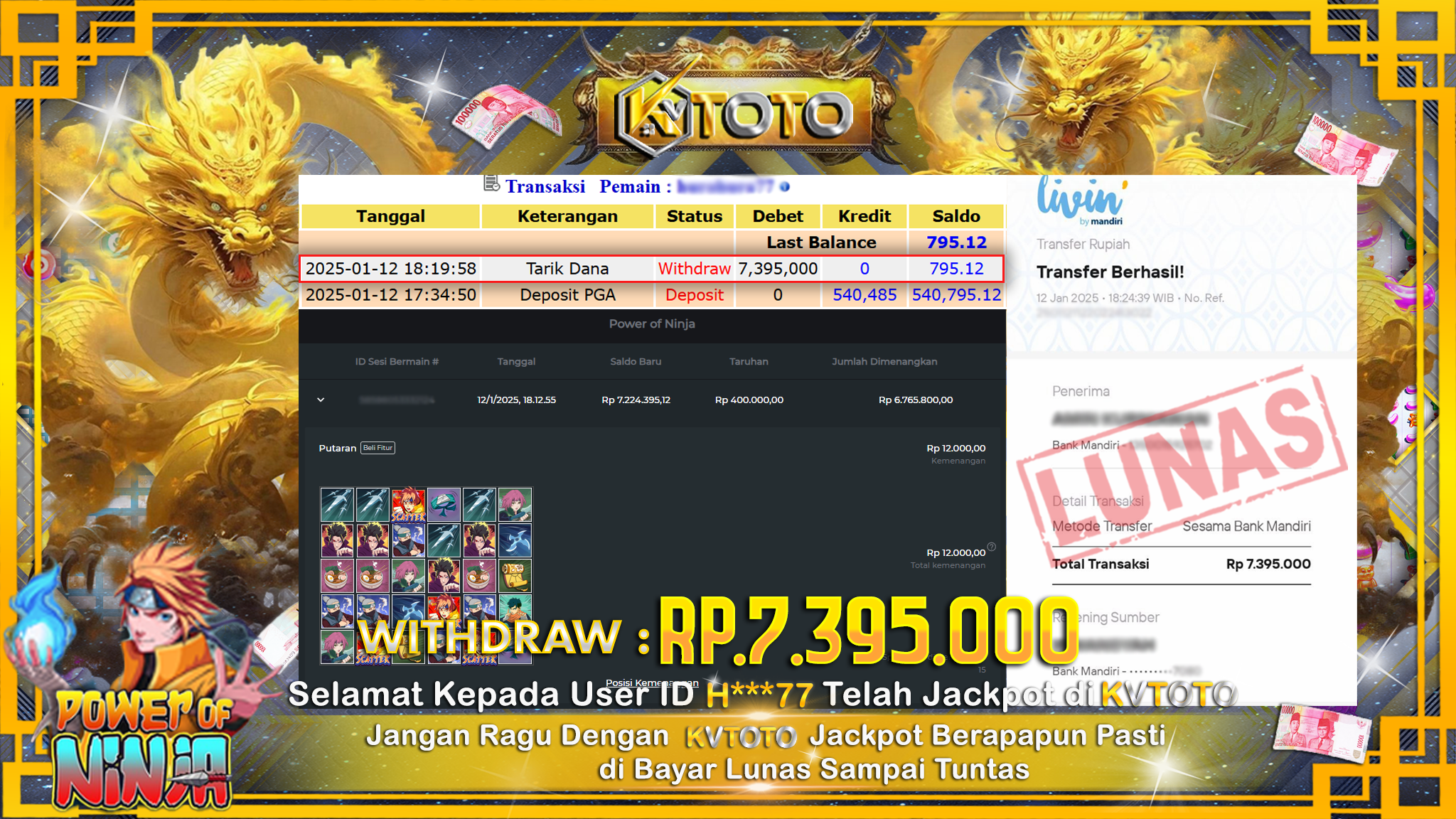 ✨ JACKPOT Di SLOT POWER OF NINJA✨