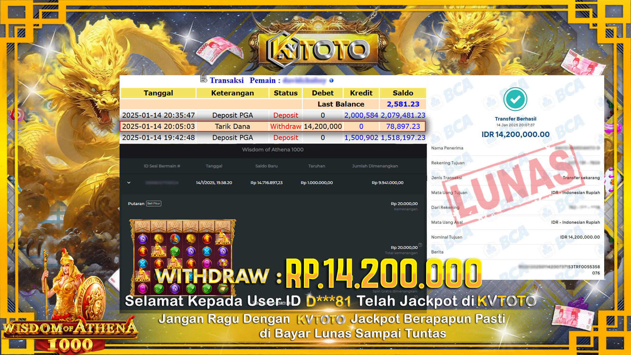 ✨ JACKPOT Di SLOT WISDHOM OF ATHENA 1000 ✨