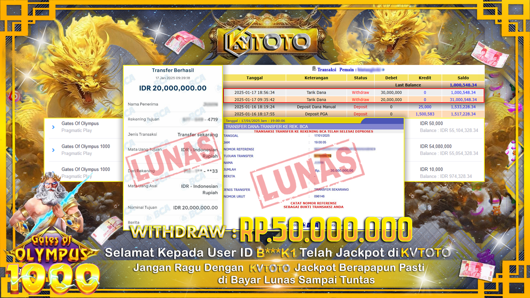 ✨ JACKPOT Di SLOT GATES OF OLYMPUS 1000 ✨