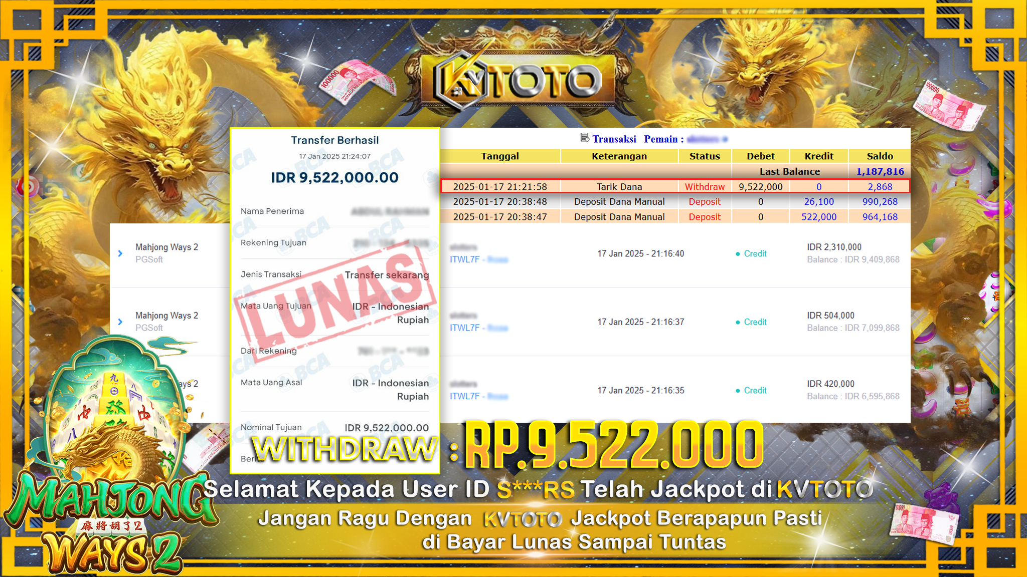 ✨ JACKPOT Di  SLOT MAHJONG WAYS 2  ✨