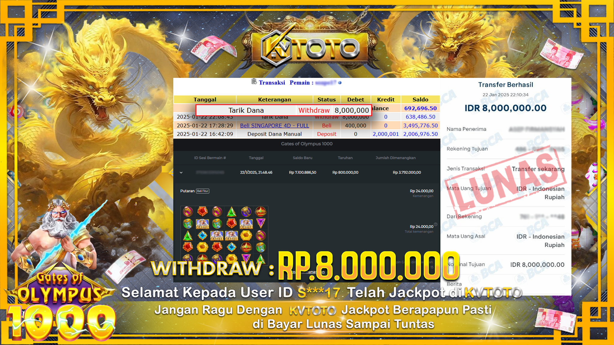 ✨ JACKPOT Di SLOT GATES OF OLYMPUS 1000 ✨