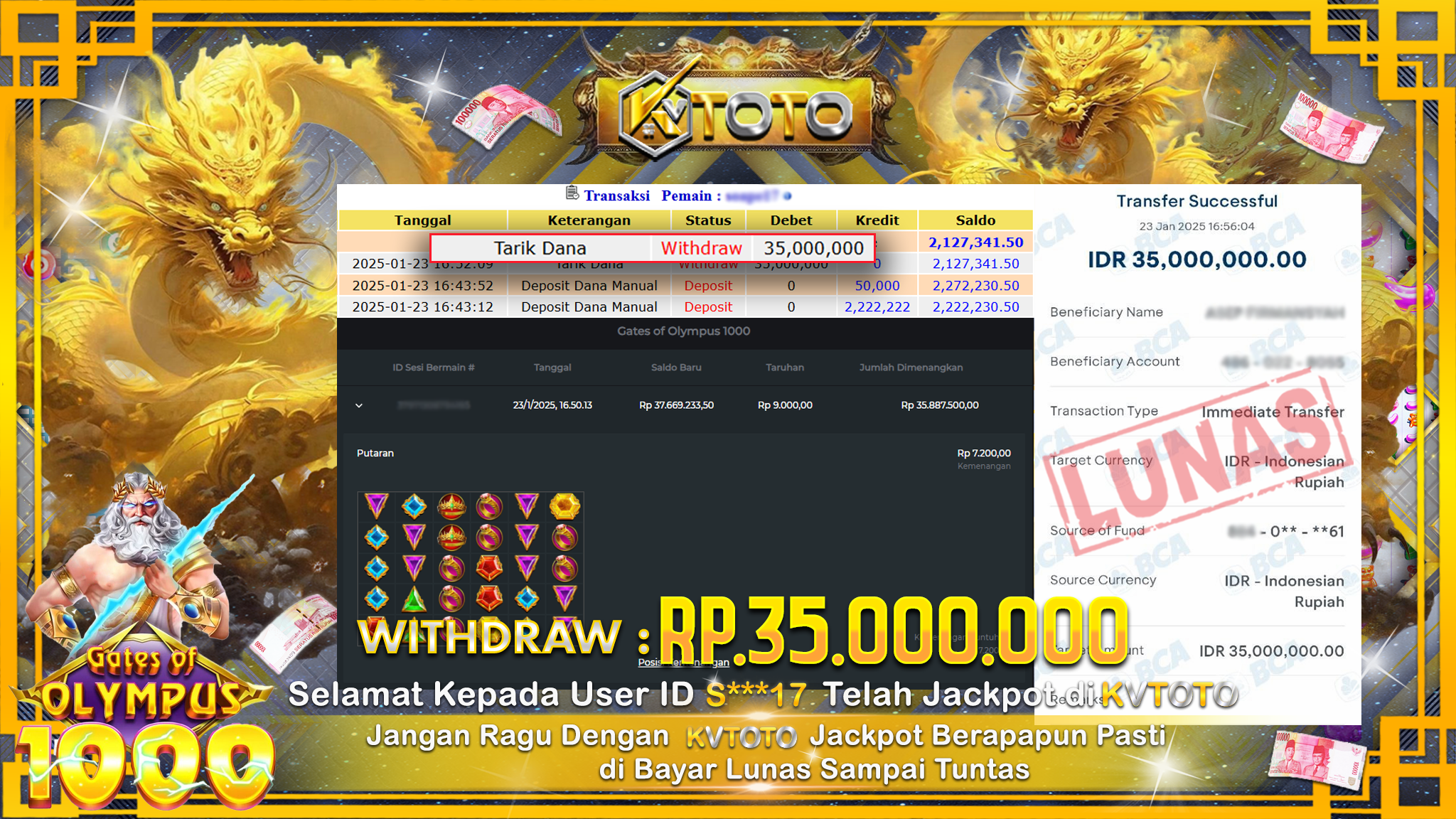 ✨ JACKPOT Di SLOT GATES OF OLYMPUS 1000 ✨
