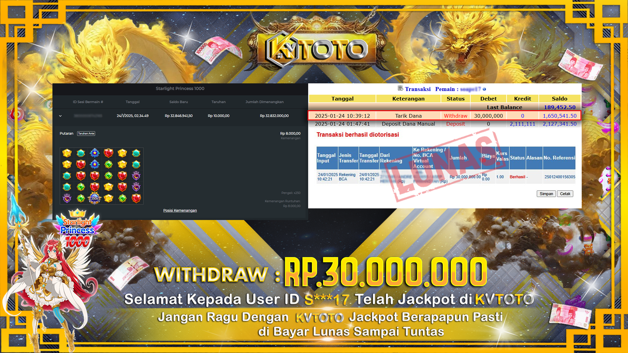 ✨ JACKPOT Di SLOT STARLIGHT PRINCEESS 1000   ✨