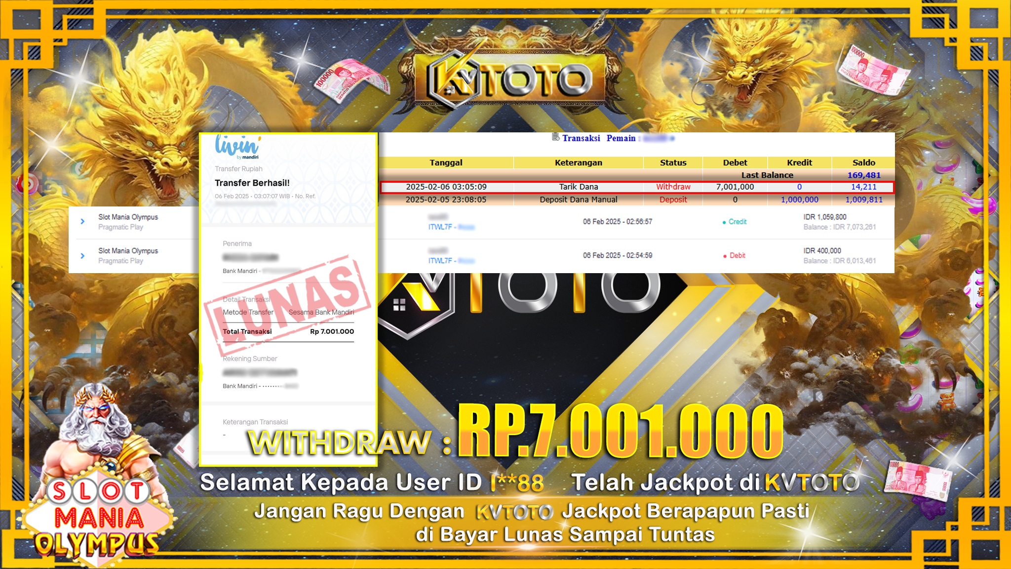 ✨ JACKPOT Di  SLOT MANIA OLYMPUS✨