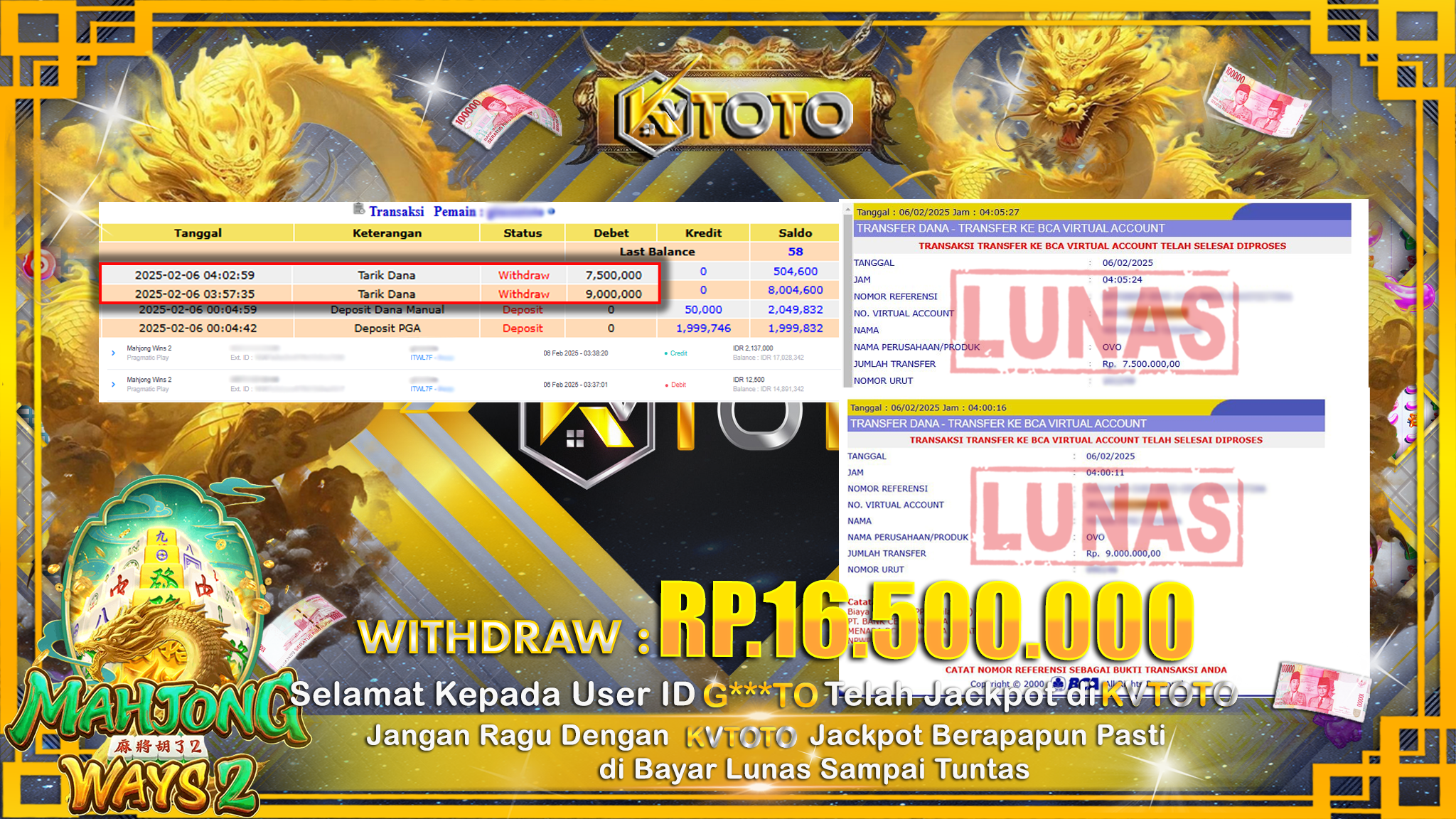 ✨ JACKPOT Di  SLOT MAHJONG WAYS 2  ✨