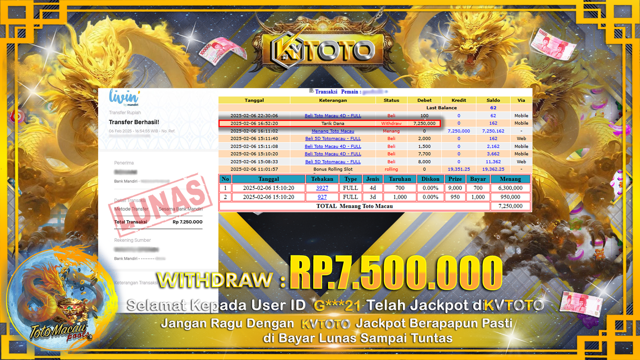 ✨ JACKPOT Di TOTO MACAU POOLS ✨