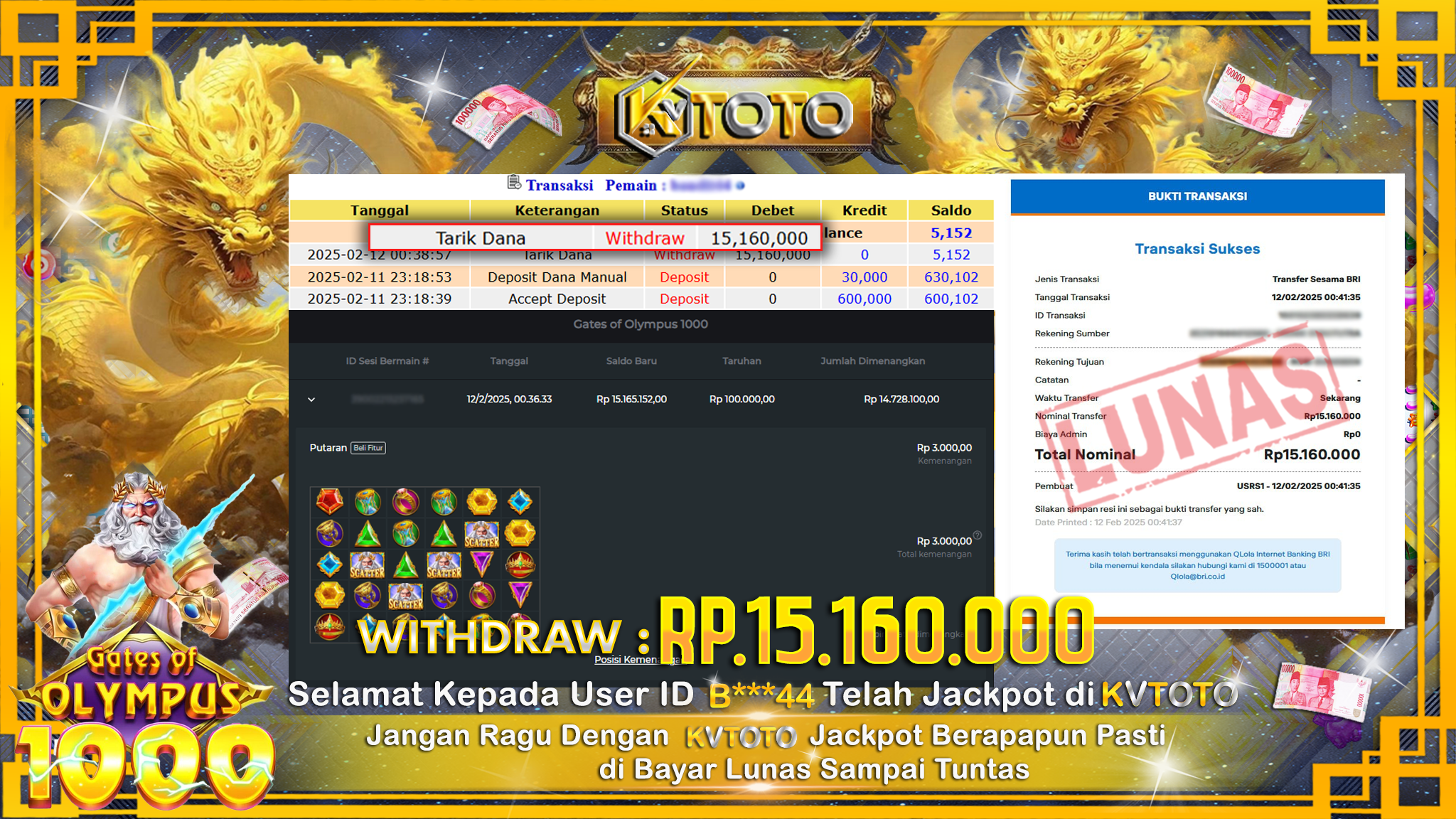 ✨ JACKPOT Di SLOT GATES OF OLYMPUS 1000 ✨