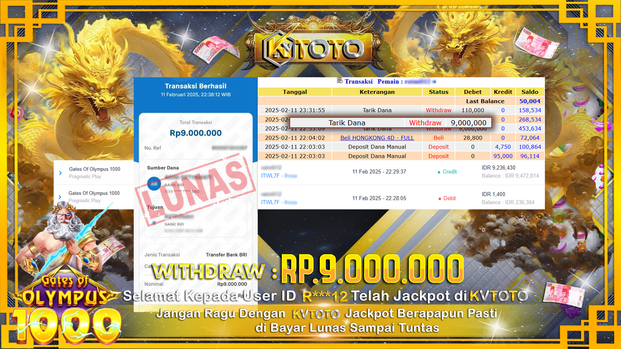✨ JACKPOT Di SLOT GATES OF OLYMPUS 1000 ✨