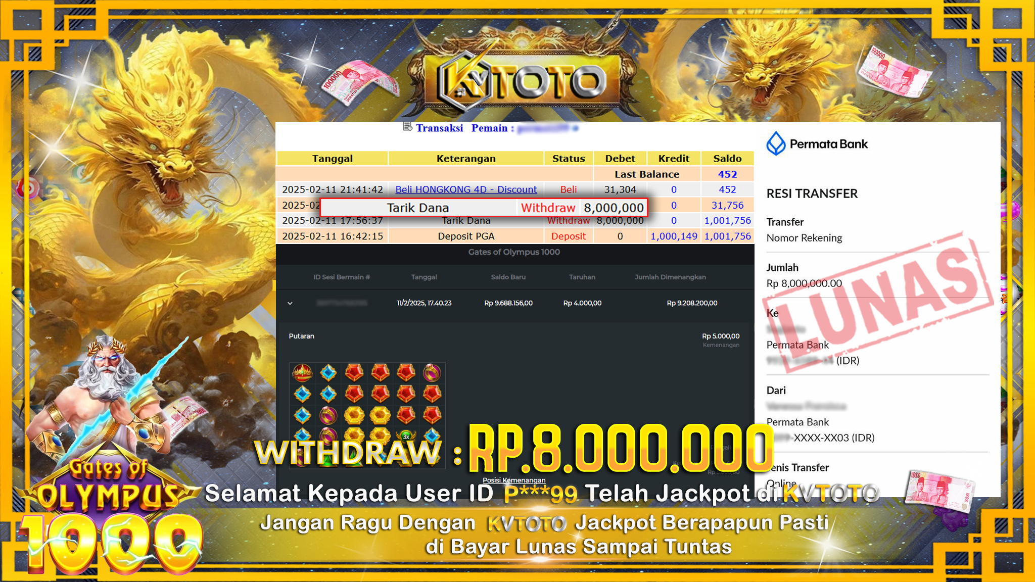 ✨ JACKPOT Di SLOT GATES OF OLYMPUS 1000 ✨
