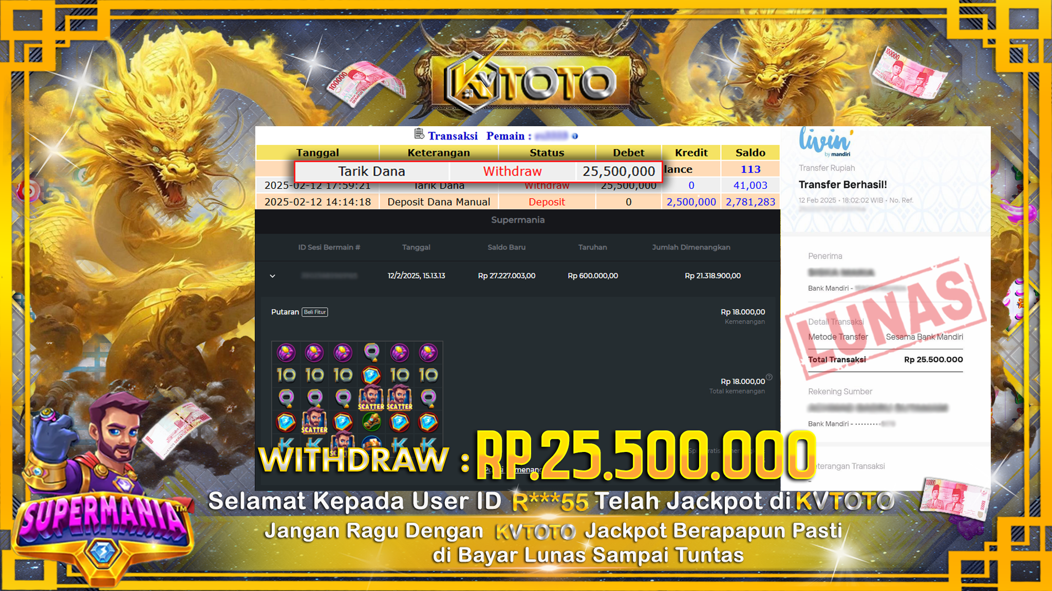 ✨ JACKPOT Di SLOT SUPERMANIA ✨