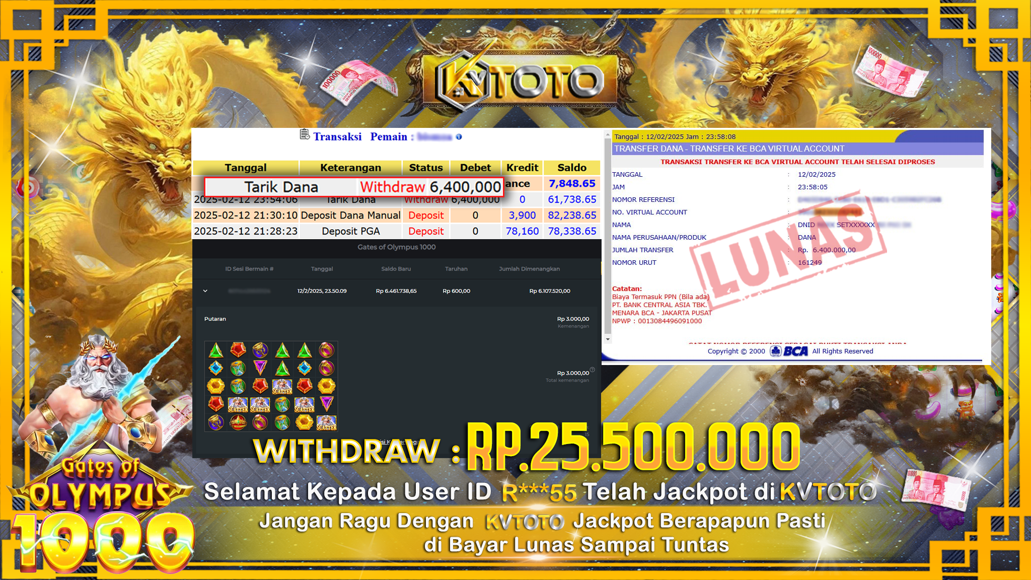 ✨ JACKPOT Di SLOT GATES OF OLYMPUS 1000 ✨