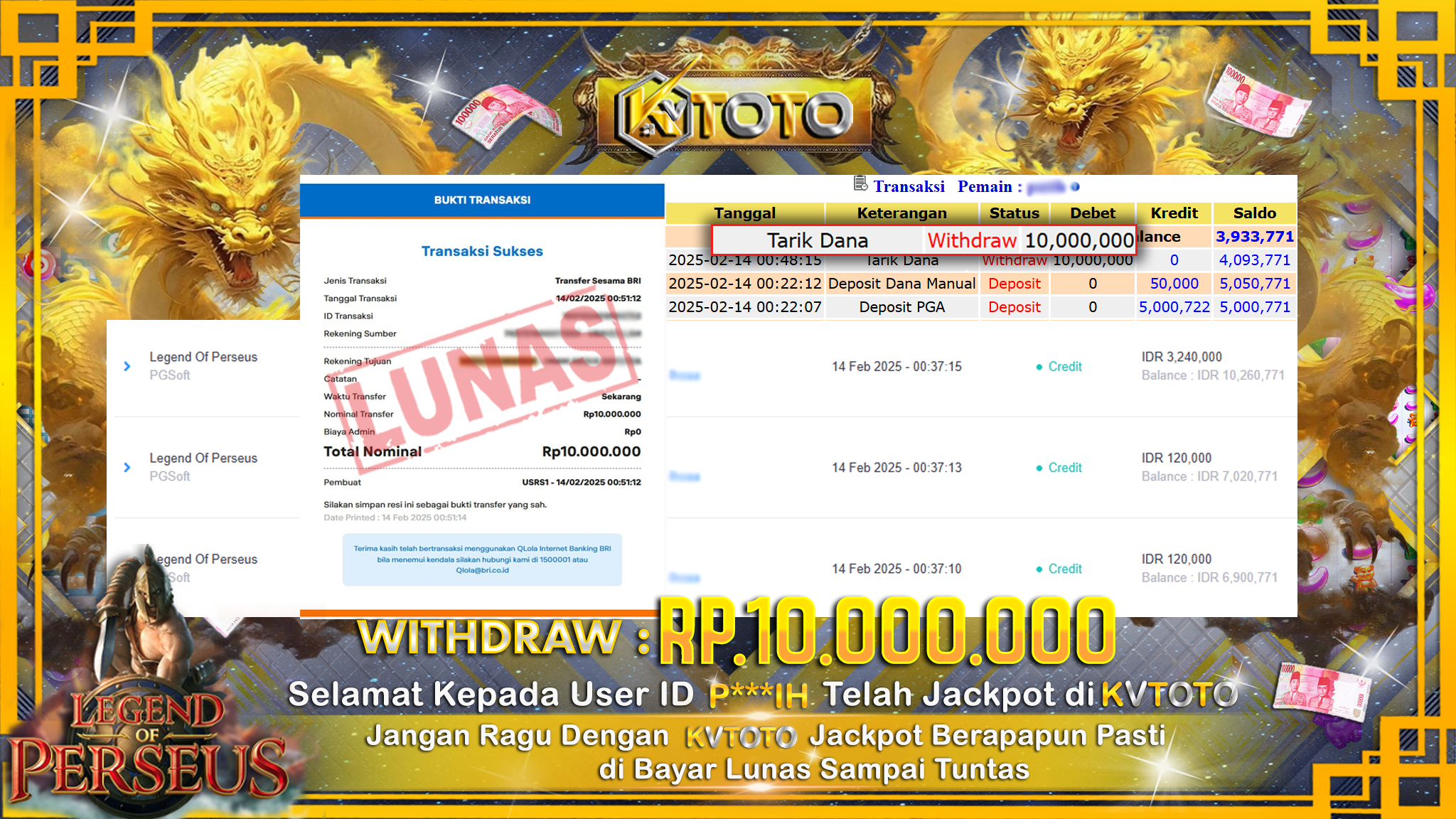 ✨ JACKPOT Di  SLOT LEGEND OF PERSEUS ✨