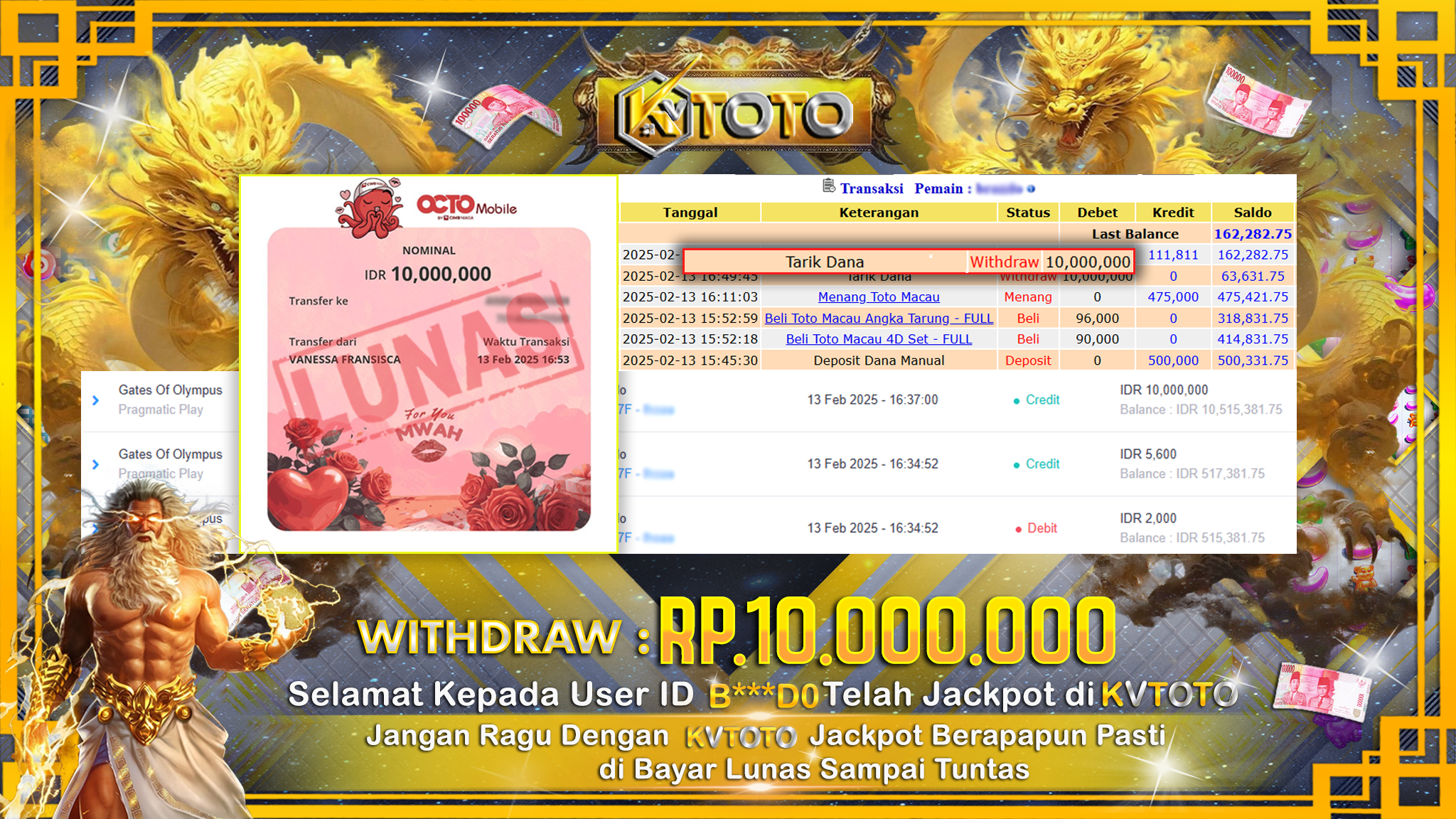 ✨ JACKPOT Di SLOT GATES OF OLYMPUS ✨
