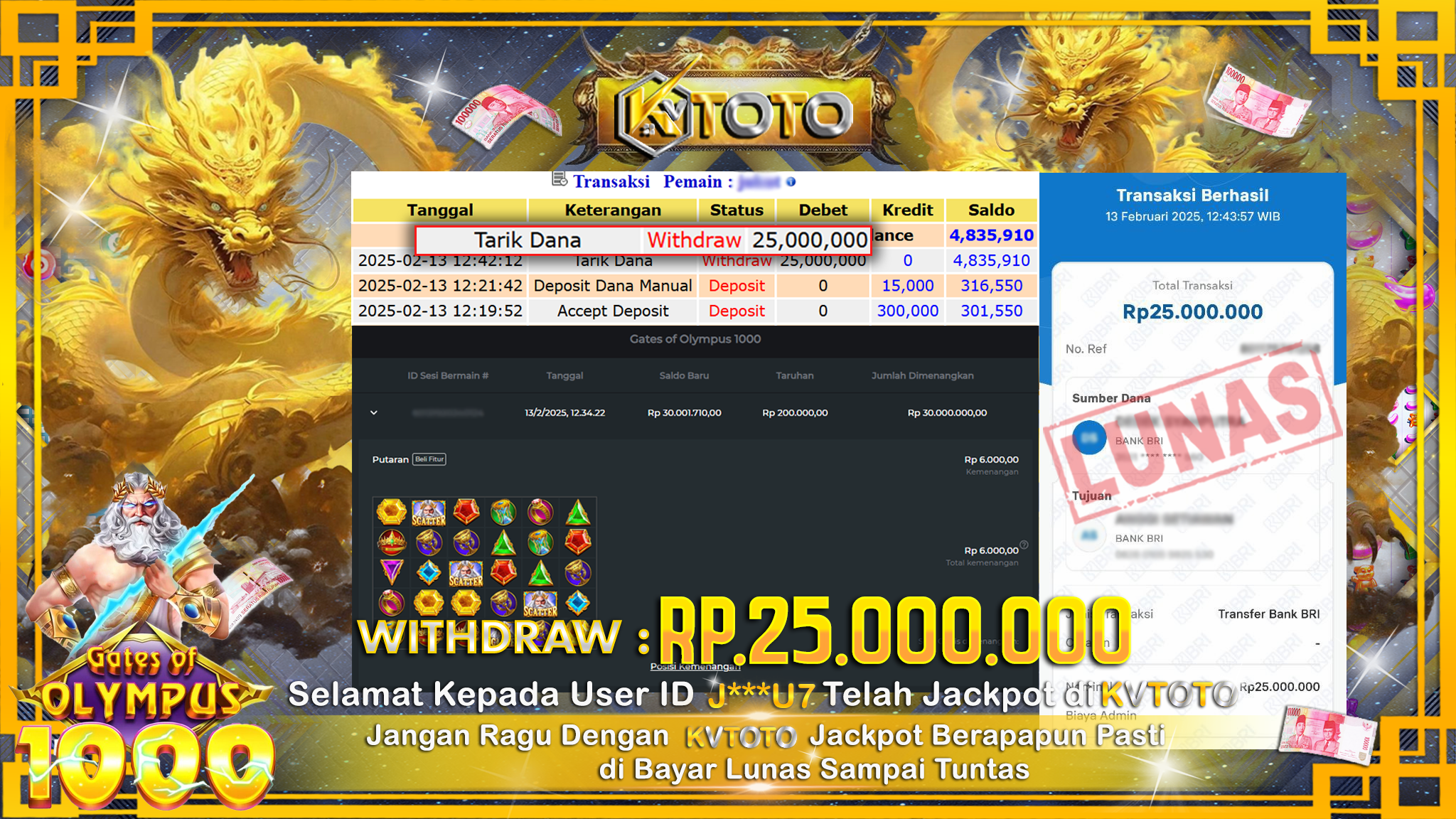 ✨ JACKPOT Di SLOT GATES OF OLYMPUS 1000 ✨