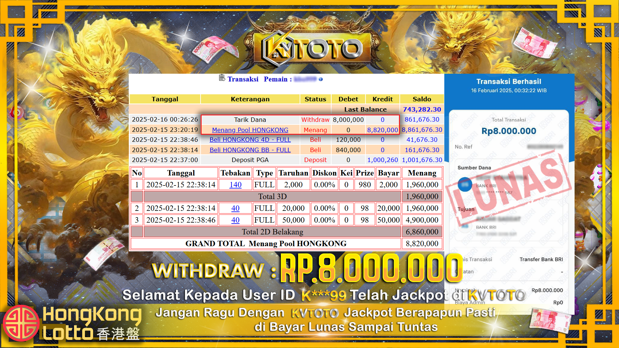 ✨ JACKPOT Di HONGKONG LOTTO ✨