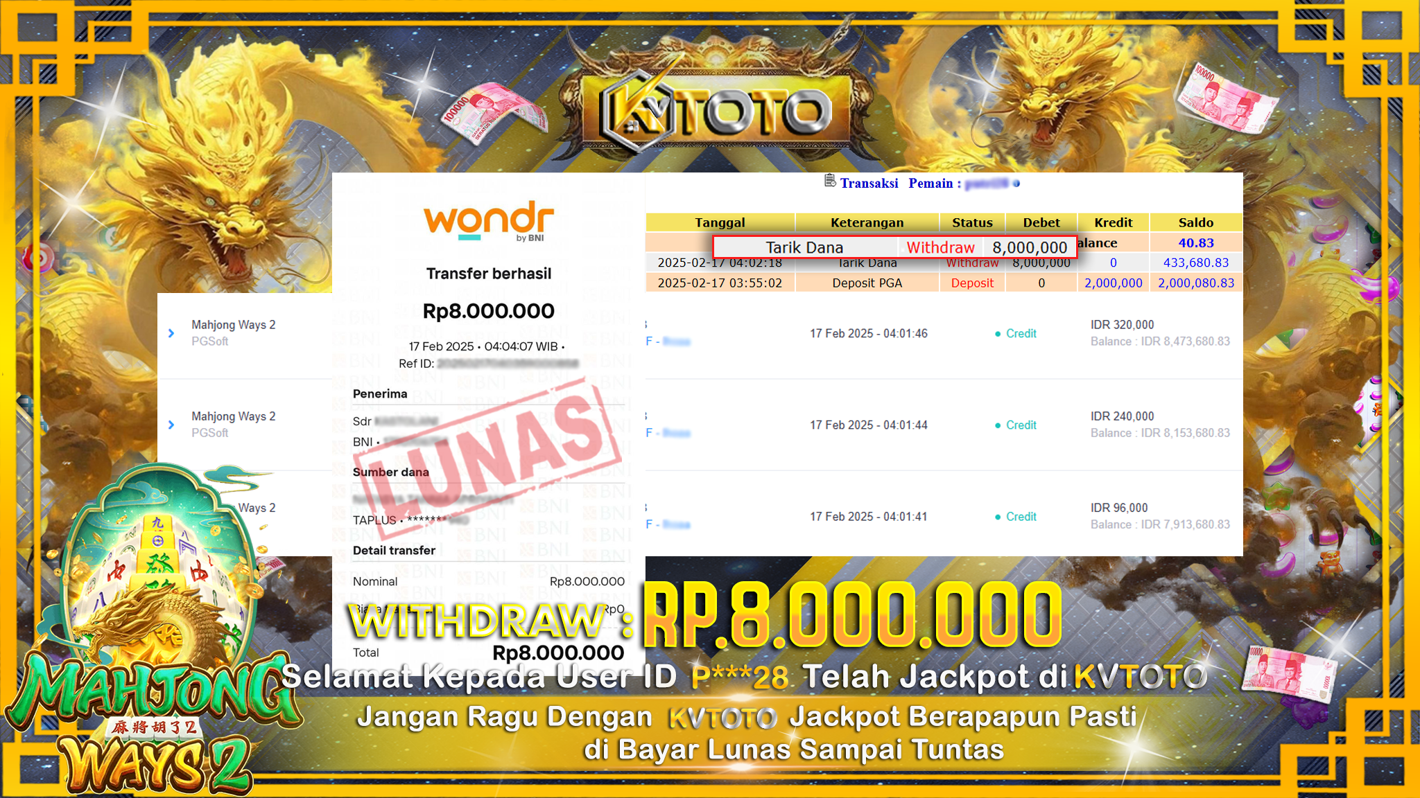 ✨ JACKPOT Di SLOT MAHJONG WAYS 2 ✨